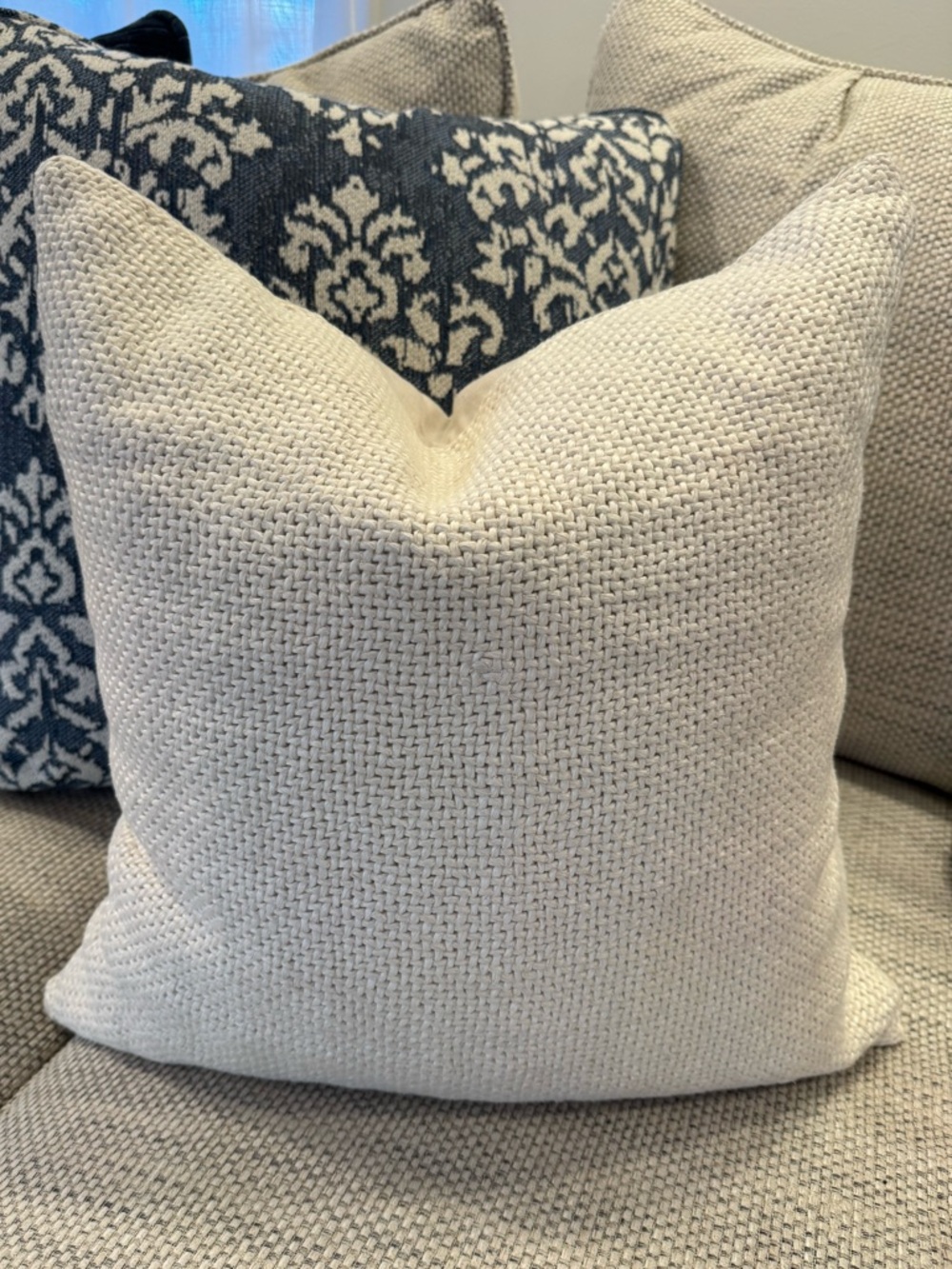 Pottery Barn Cream Woven Accent Pillow Cover 20 x 20